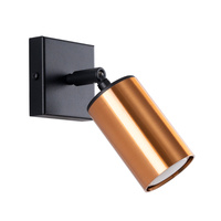 Lampa Ścienna Oprawa Natynkowa Kinkiet GU10 SPOT TUBA Reflektor Ruchoma Tubularna Czarna Miedź Nowoczesna Winx Sollux