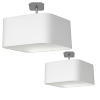 Lampa Sufitowa NAPOLI 1xE27 Biała Chrom Abażur Milagro