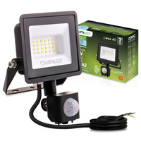 Naświetlacz LED ZUNA2 20W 1800lm 6500K IP44 Czarny Czujnik Ruchu LUMILED