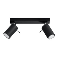 Lampa Sufitowa Oprawa Natynkowa SPOT TUBA Reflektor 2x GU10 Tubularna Czarna Nowoczesna Ring Sollux