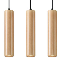 Lampa Sufitowa Wisząca Zwis 3x GU10 Tubularna Brązowa Skandynawska Lino Sollux