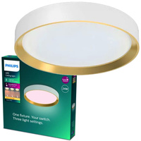 Lampa Sufitowa Plafon LED 24W 2800lm 4000K SceneSwitch Biała|złoty Hanno Philips