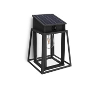 Kinkiet Ogrodowy Lampa Solarna Elewacyjna Zewnętrzna LED 3.2W 470lm 2700K IP44 z Czujnikiem Ruchu i Zmierzchu Czarna Lysin Ultra Efficient Philips