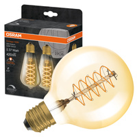 2x Żarówka LED Dekoracyjna G80 Kula E27 4.8W = 37W 420lm 2200K Ciepła 320° Filament Ściemnialna Vintage 1906 Osram