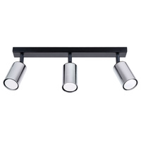 Lampa Sufitowa Oprawa Natynkowa SPOT TUBA Reflektor 3x GU10 Tubularna Czarna Chrom Nowoczesna Winx Sollux