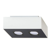Lampa Sufitowa Oprawa Natynkowa 2x GU10 Prostokątna Biała Czarna Minimalistyczna Mono Sollux