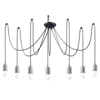 Lampa Sufitowa Wisząca Zwis 7x E27 Żyrandol Nieregularna Szara Czarna Minimalistyczna Neso Sollux