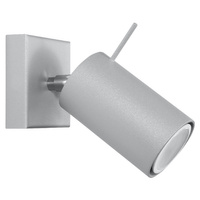 Lampa Ścienna Oprawa Natynkowa GU10 SPOT TUBA Reflektor Ruchoma Minimalistyczna Tubularna Szara Nowoczesna Ring Sollux