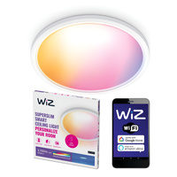 Plafon LED Lampa Sufitowa Natynkowa 32W 3750lm 2700-6500K RGB + TW 54.5cm Biała Okrągła Inteligentna SMART WiFi Bluetooth Aplikacja Superslim WiZ