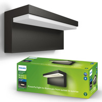 Kinkiet Ogrodowy Lampa Elewacyjna Zewnętrzna LED 9W 1000lm 2700K IP44 Antracyt Bustan Philips