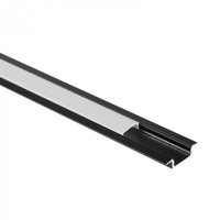 Profil Aluminiowy LED Wpuszczany Podtynkowy Czarny 1m z Kloszem Mroźny do Taśm LED + Zaślepki seria P Ecolight