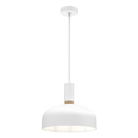 Lampa Wisząca Sufitowa MALMO Biała Drewniana 1xE27 Milagro