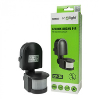 Czujnik Ruchu i Zmierzchu PIR IP44 Natynkowy Regulowany Czarny 12m 180° CP Ecolight