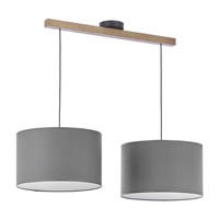 Lampa Sufitowa Wisząca TROY GRAY Grafitowa Drewniana Skandynawska 2xE27 4220 TK Lighting