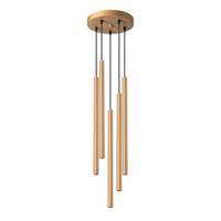Lampa Sufitowa Wisząca Zwis 5x G9 Żyrandol Tubularna Złota Nowoczesna Pastelo Sollux