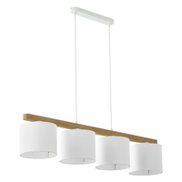 Lampa Sufitowa Wisząca TROY WHITE Żyrandol Biała Drewniana Skandynawska 4xE27 3270 TK Lighting