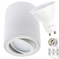 Oprawa Natynkowa HALOGENOWA Tuba Spot AMAT-M Okrągła Biała 84mm + LED GU10 6W Ciepła barwa LUMILED