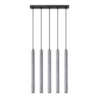 Lampa Sufitowa Wisząca Zwis 5x G9 Żyrandol Tubularna Szara Nowoczesna Pastelo Sollux