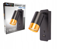 Lampa Ścienna Reflektor Kinkiet Spot do Czytania GU10 Czarny Złoty Klemens Masterled