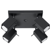 Lampa Sufitowa Oprawa Natynkowa SPOT TUBA Reflektor 4x GU10 Kwadratowa Czarna Nowoczesna Merida Sollux