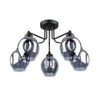 Lampa Sufitowa Wisząca Zwis 5x E27 Żyrandol Owalna Czarna Nowoczesna Fillan Sollux