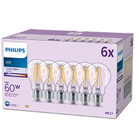6x Żarówka LED E27 A60 7W = 60W 850lm 4000K Neutralna 300° FILAMENT EC Multipack Philips