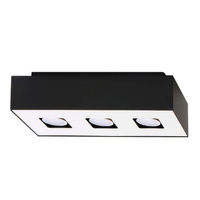 Lampa Sufitowa Oprawa Natynkowa 3x GU10 Prostokątna Czarna Biała Minimalistyczna Mono Sollux