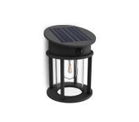 Kinkiet Ogrodowy Lampa Solarna Elewacyjna Zewnętrzna LED 3.2W 470lm 2700K IP44 z Czujnikiem Ruchu i Zmierzchu Czarna Geri Ultra Efficient Philips