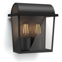 Kinkiet Ogrodowy Lampa Elewacyjna Zewnętrzna 2x E27 IP44 Czarna Harvest Philips