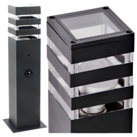 Lampa Ogrodowa Zewnętrzna TEKSAS 44 E27 IP44 Czujnik Słupek Grafitowa GOLDLUX (Polux)