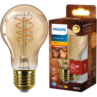Żarówka LED E27 A60 7.3W = 60W 806lm 2200K Ciepła CRI90 300° FILAMENT Vintage Bursztynowa Ściemnialna Decorative Philips