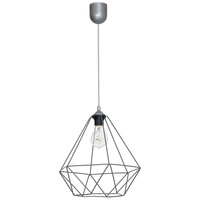 Lampa wisząca BASKET 1xE27 Geometryczny Kształt Loft Szara Koszyk Diament MLP7216 Metal