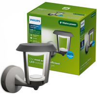 Kinkiet Ogrodowy Lampa Zewnętrzna Elewacyjna LED 4.3W 800lm 2700K Ciepła IP44 Antracyt z Czujnikiem Zmierzchu UltraEfficient Nuvy Philips
