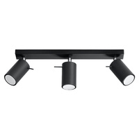 Lampa Sufitowa Oprawa Natynkowa SPOT TUBA Reflektor 3x GU10 Tubularna Czarna Nowoczesna Ring Sollux