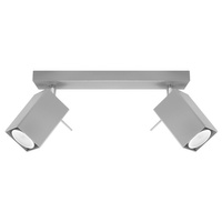 Lampa Sufitowa Oprawa Natynkowa 2x GU10 SPOT TUBA Reflektor Ruchoma Minimalistyczna Kwadratowa Szara Nowoczesna Merida Sollux