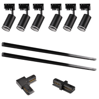 Zestaw Szynowy Szynoprzewód Szyna Listwa 1-Fazowa + 6x Reflektor GU10 Czarna PARIS Sanico Goldlux