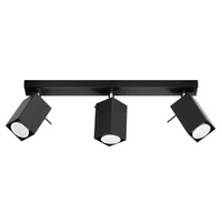 Lampa Sufitowa Oprawa Natynkowa SPOT TUBA Reflektor 3x GU10 Kwadratowa Czarna Nowoczesna Merida Sollux