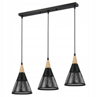 Lampa Sufitowa Oprawa Wisząca 3x E27 Czarna Brązowa Hira Masterled