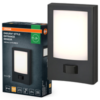 Kinkiet Ogrodowy Lampa Elewacyjna Zewnętrzna LED z Czujnikiem Ruchu i Zmierzchu 13W 900lm 3000K Ciepła Szary IP44 Endura Osram