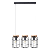 Lampa Sufitowa Wisząca Zwis 3x E27 Żyrandol Geometryczna Czarna Brązowa Industrialna Gotto Sollux