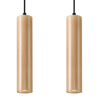 Lampa Sufitowa Wisząca Zwis 2x GU10 Tubularna Brązowa Skandynawska Lino Sollux