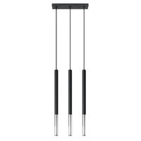 Lampa Sufitowa Wisząca Tuba 3x G9 Zwis Tubularna Czarna Chrom Nowoczesna Mozaica Sollux
