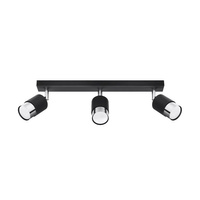 Lampa Sufitowa Oprawa Natynkowa SPOT TUBA Reflektor 3x GU10 Ruchoma Tubularna Czarna Chrom Nowoczesna Nero Sollux