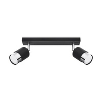 Lampa Sufitowa Oprawa Natynkowa SPOT TUBA Reflektor 2x GU10 Ruchoma Tubularna Czarna Chrom Nowoczesna Nero Sollux