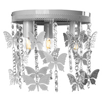 Lampa dziecięca sufitowa szara Żyrandol ANGELICA Motyle 3x E27 Metal i kryształki Milagro