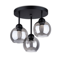 Lampa Sufitowa Plafon 3x E27 Żyrandol Kulista Czarna Nowoczesna Alino Sollux