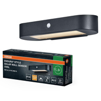 Lampa LED Elewacyjna Solarna Kinkiet Ścienny 6W 540lm 3000K Ciepła 120° Solarne Czarna IP44 z Czujnikiem Ruchu i Zmierzchu Endura Style Osram