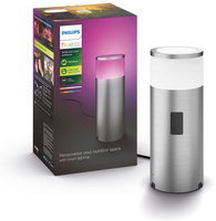 Lampa Ogrodowa Zewnętrzna LED SŁUPEK 25cm 8W 590lm IP65 White and Color Ambiance RGB + TW srebrny Inteligentna SMART Zigbee Bluetooth Calla Philips HUE