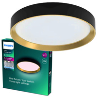 Lampa Sufitowa Plafon LED 24W 2800lm 4000K SceneSwitch Czarna|złoty Hanno Philips