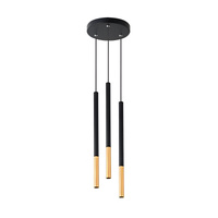 Lampa Wisząca Sufitowa PIERO 3xG9 Regulowana Czarno-Złota Okrągła MASTERLED